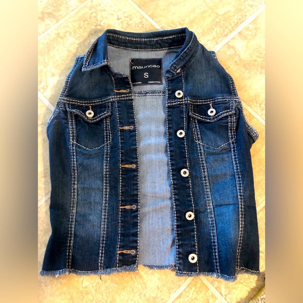 Denim tank jacket, size S, dark denim